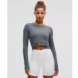 NWT Lululemon Cropped Nulu Twist-Hem Long-Sleeve Shirt - 6 Oil Blue